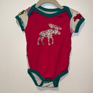 Little Blue House Pink Colorful Moose Print Baby Onesie One Piece 6-12mo